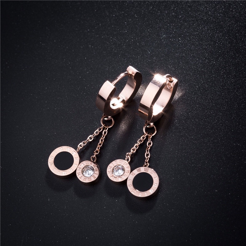 Anting Hoops Titanium Black Diamond Anti Luntur Anti Karat