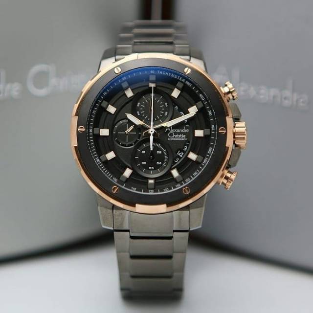 jam tangan pria alexander cristie original ac6528 grey rosegold