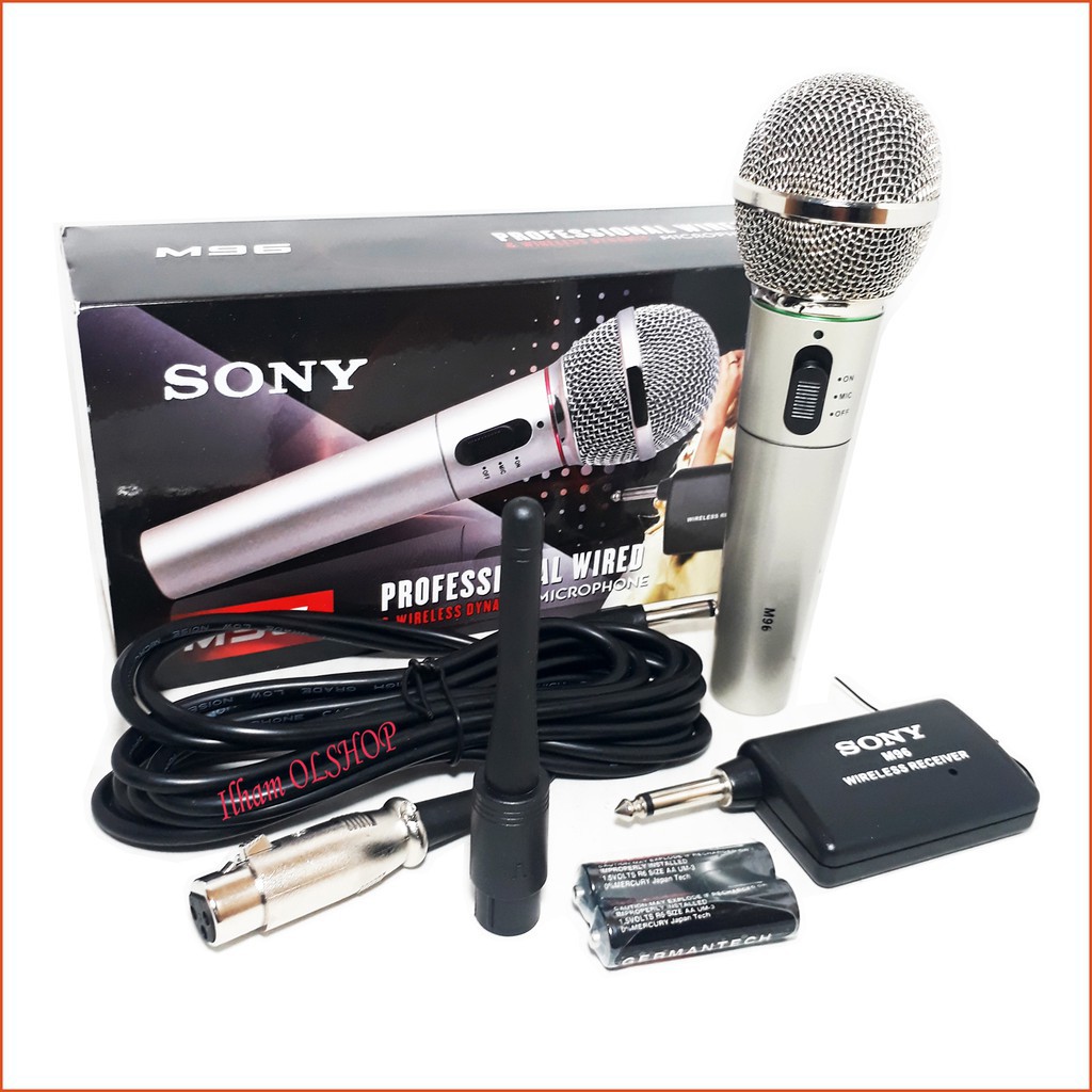 Microphone SONY M96 Mik Karaoke/Mikrofon/Mic Kabel dan Wireless