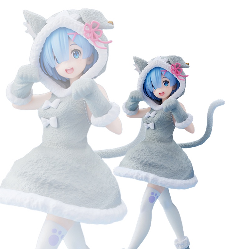 Mainan Action Figure Rem Ram Anime RE: Zero-Starting Life in Another World Kawaii Telinga Kucing Bahan PVC Untuk Hadiah Anak