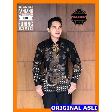 NAGA SOGAN SM KEMEJA BATIK PRIA SOLO LENGAN PANJANG FULL FURING PREMIUM SM laras tiga negeri ajisaka