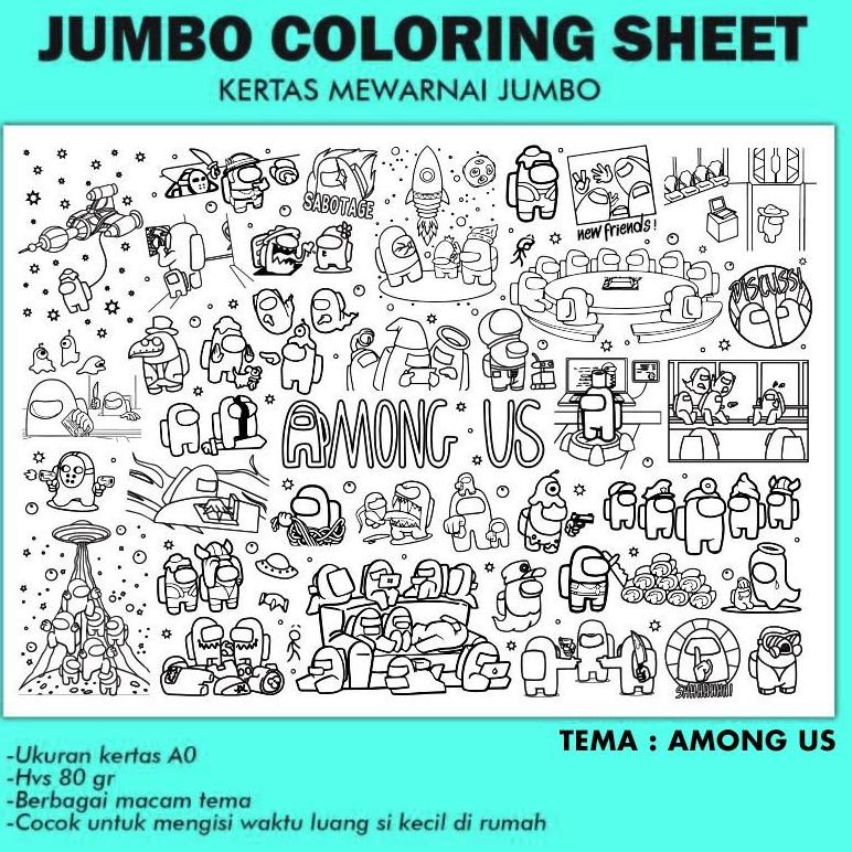 

[PRODUK ATCJ8] JUMBO COLORING SHEET bisa custom nama KIDS GIANT POSTER 84x118cm KERTAS MEWARNAI BESAR MAINAN ANAK AOT ATTACK ON TITAN AMONG US SPACE PRINCESS CARTOON QAC