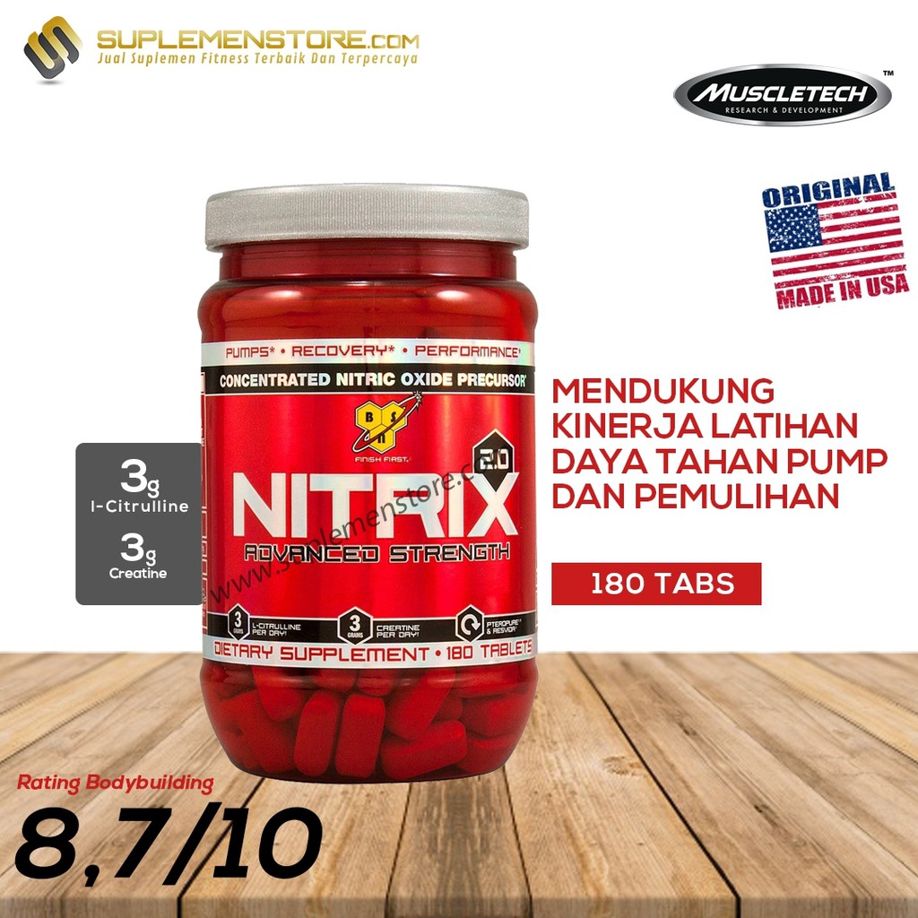 BSN Nitrix 2.0 180 Tabs Suplemen Fitnes Nitrix 180Tabs Preworkout