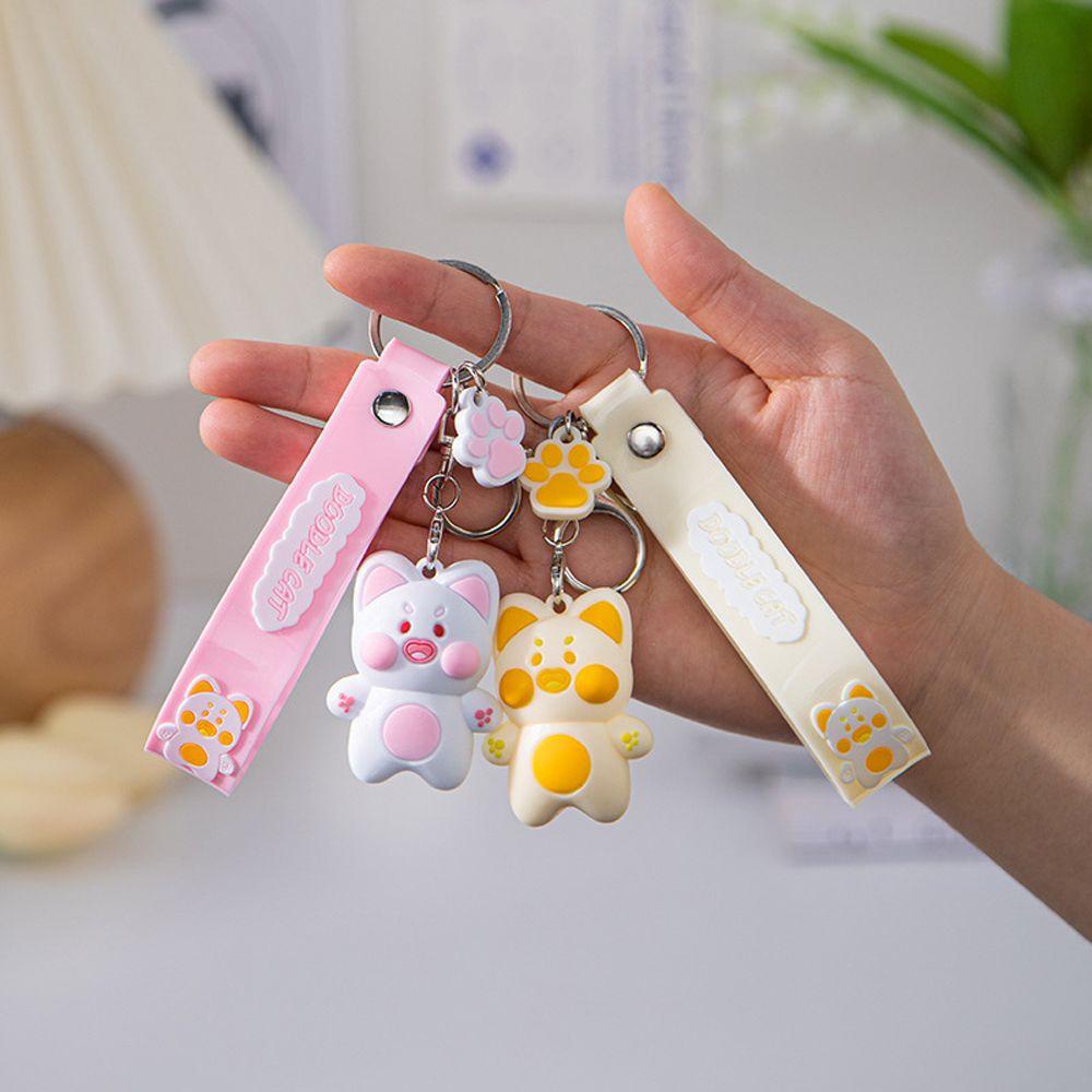 Needway Wanita Gantungan Kunci Lucu Kreatif Hadiah Pria DuDu Kucing Alloy Key Holder