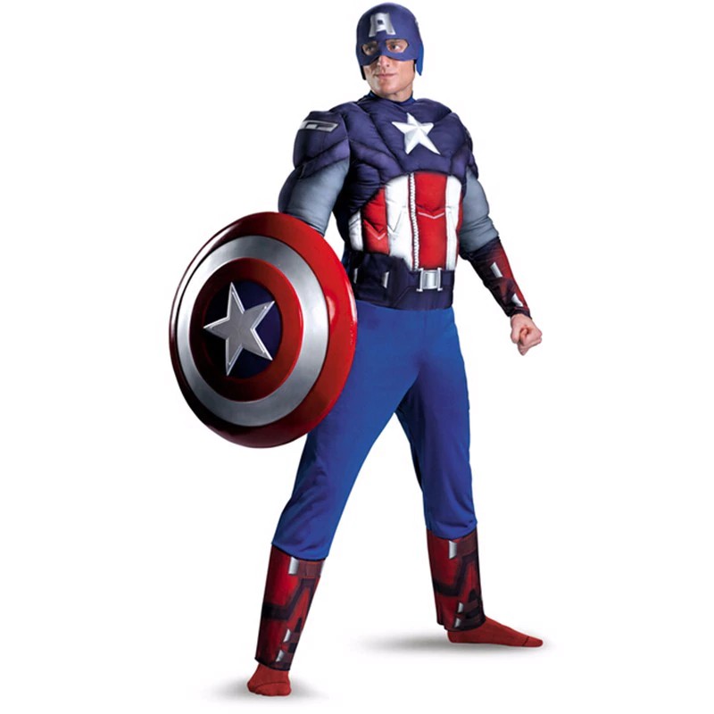 Jual Import Adult Men Muscle Captain America Costume Superhero Party 