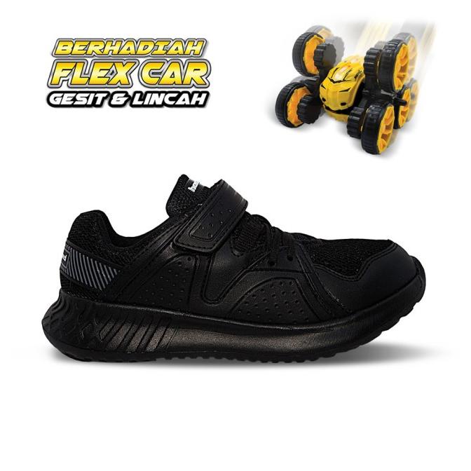Homyped Lucio 01 Sepatu Sekolah Anak Hitam Hitam