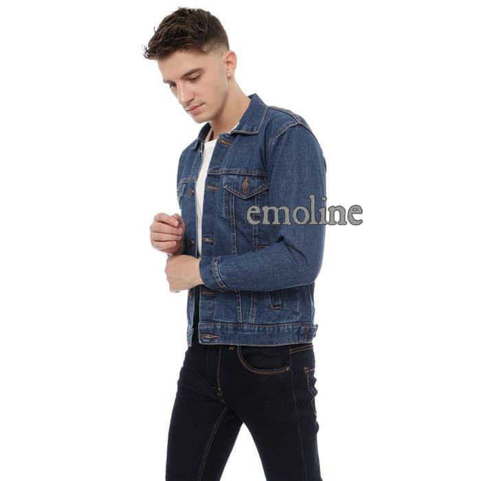 Jaket Jeans Pria Dongker Levis Cowok Oversize Jumbo Big Size