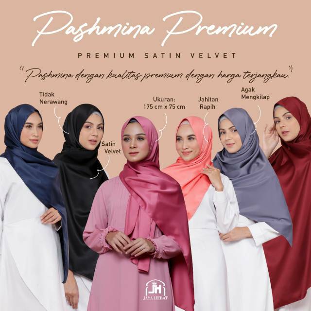 HIJAB JILBAB KERUDUNG PASHMINA SABYAN PREMIUM SATIN VELVET