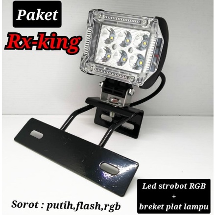 Breket plat Rx king + lampu 6 mata 3 mode