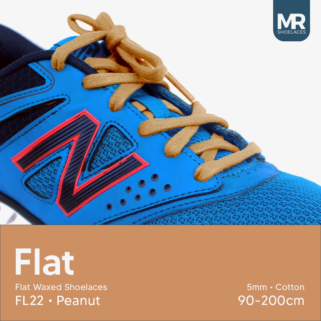 MR Shoelaces FL22 Peanut - Tali Sepatu Lilin 5mm Gepeng Flat Pipih (Waxed Laces) 90cm 100cm 120cm 150cm