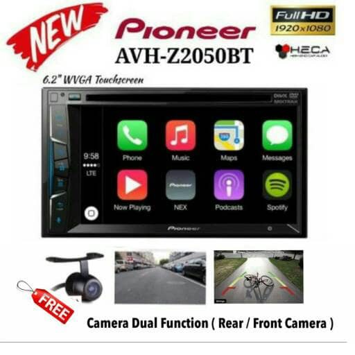 Paket Pioneer AVH-Z2050BT Head Unit Double Din Tape + Camera HD CCD
