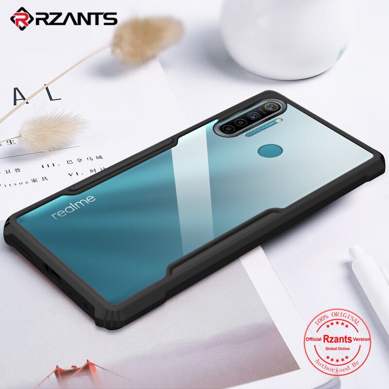 Case REALME 5 Armor Fushion Transparent Casing + Tempered Glass Full Layar dan Skin Carbon