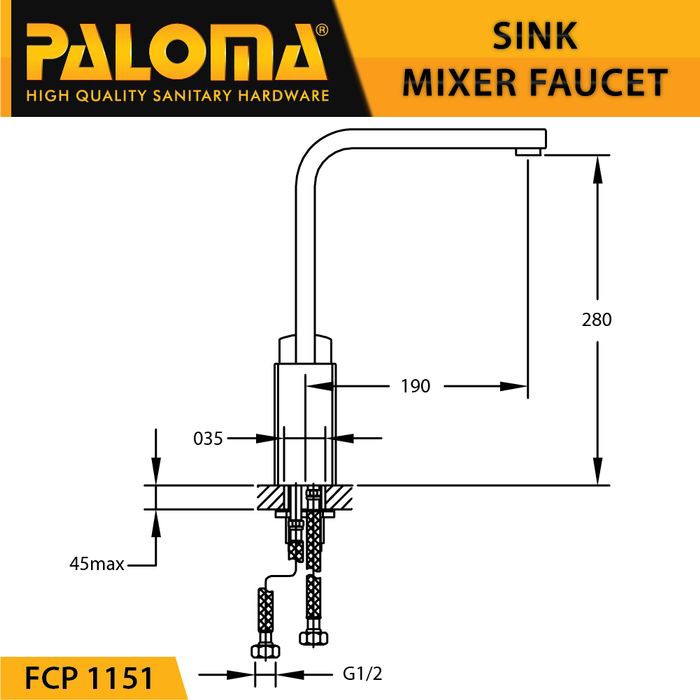 Faucet PALOMA FCP 1151 Keran Kran Air Panas Dingin Sink Dapur