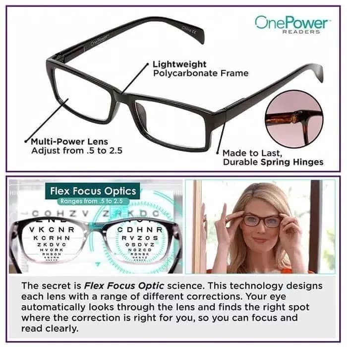 Kacamata Baca Plus Auto Focus ONE POWER GLASS READERS Unisex Oval Kotak All In One