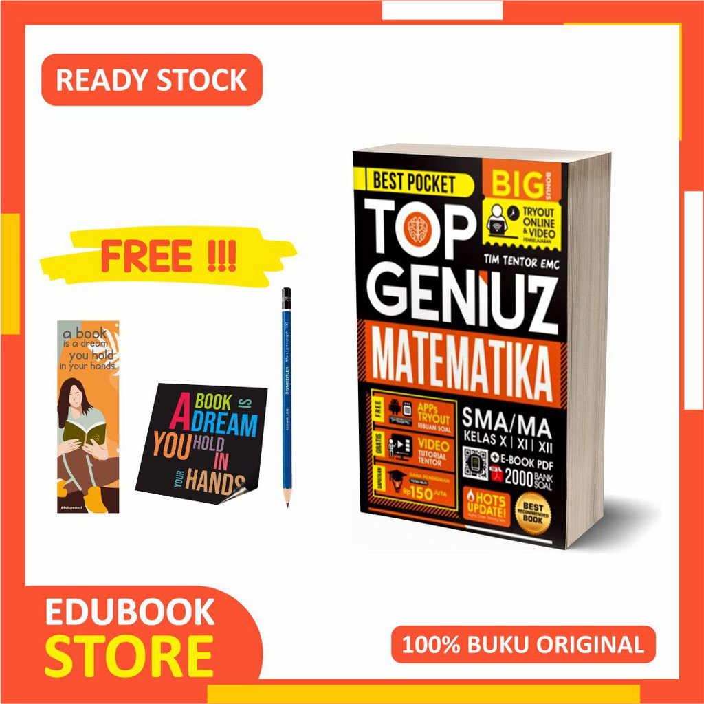

BUKU MATEMATIKA SMA BEST POCKET TOP GENIUZ MATEMATIKA - EMC - (B0NUS PENSIL 2B, BOOKMARK, STIKER)
