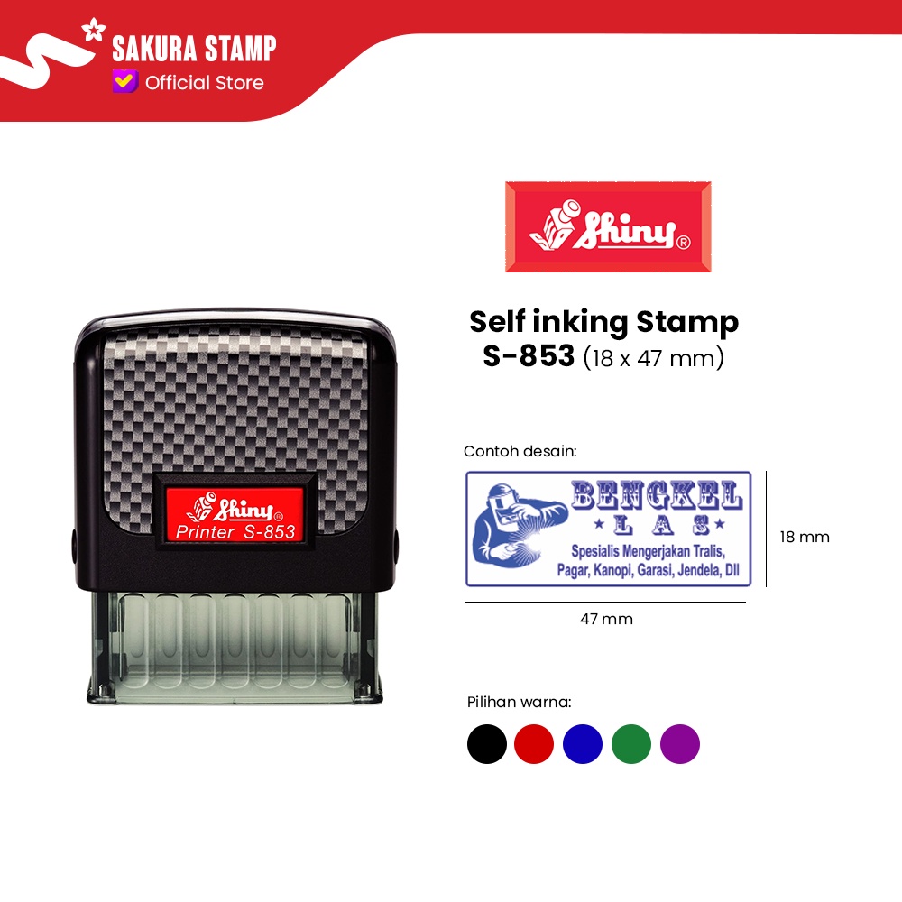 

SHINY SELF INKING STAMP STEMPEL PRINTER S-853 (18x47mm)