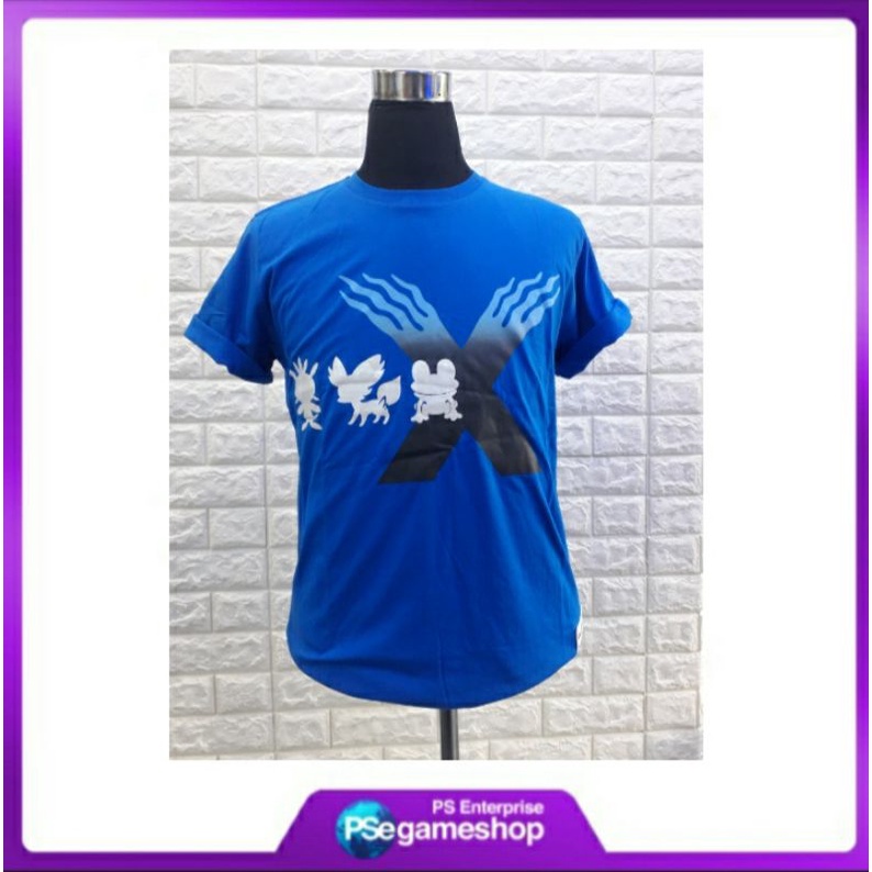 Original T-Shirt Pokemon X ( Biru )