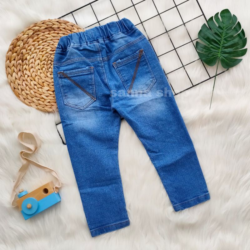 COD Celana panjang anak perempuan laki-laki , jeans denim whisker variasi kancing lepis streach