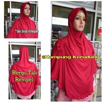 TERLARIS    Bergo Tali Kerut Rempel / Kerudung Jilbab Hijab Instan Termurah