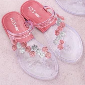 Sandal Jepit Wanita Import Jelly Kaca Tali Nadine Winola Collection WNL 050-Nude Pink