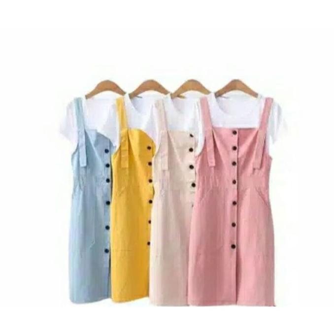 Baju Overall Button Dress Anak Remaja Model Casual Terkini