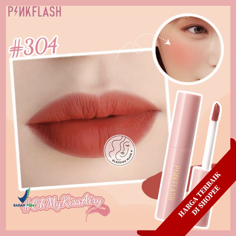 [BPOM] PINKFLASH Matte Liquid Lipstick Lasting Waterproof Lip Tint Shimmer Lip Gloss Velvet Matte-#304 Lip Tint