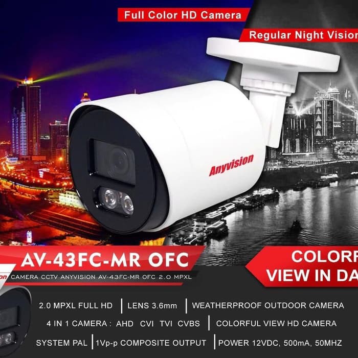 CAMERA CCTV COLOR 2MP ANYVISION AV-43FC-MR OFC 2.0 Mpxl OUTDOOR