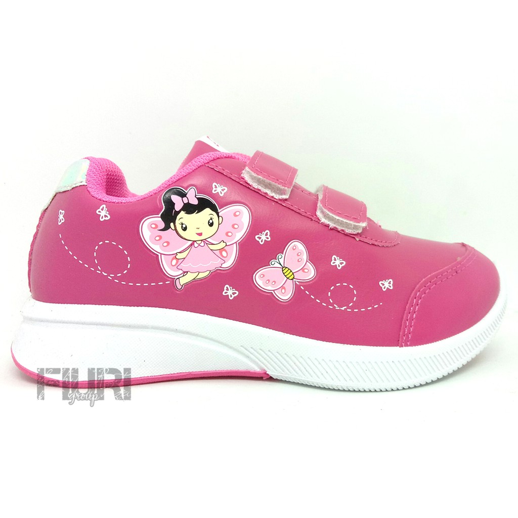 FIURI - ANDO ORIGINAL -  LILY FLY PEREKAT 29-32 PINK - SEPATU SNEAKERS KANVAS SOL KARET ANAK KECIL PEREMPUAN PERI KUPU-KUPU KETS LUCU FASHION TRENDY - SEPATU SEKOLAH PAUD TK KRETEKAN PEREKAT CEWEK MURAH PROMO DISKON BONUS KAOS KAKI