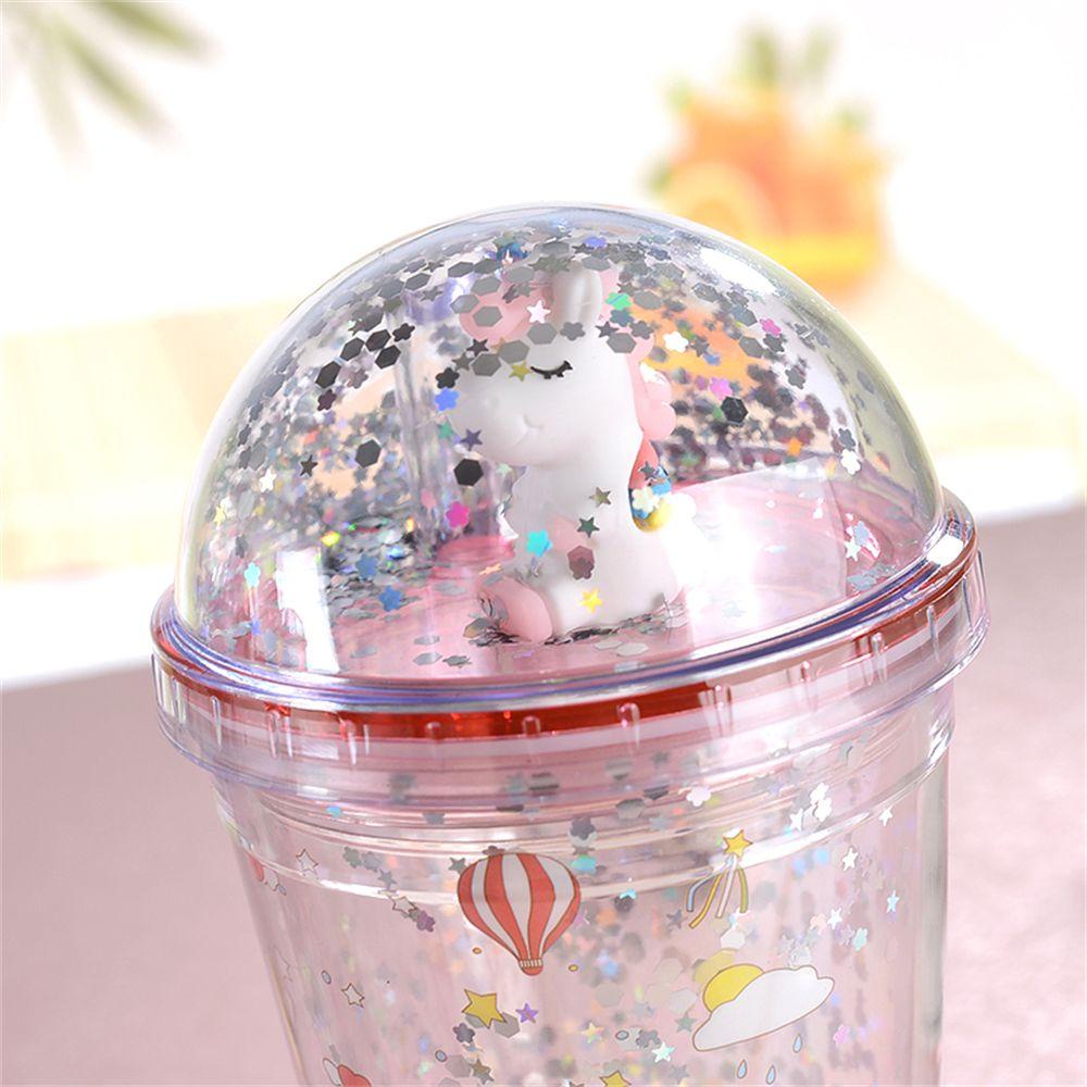 R-FLOWER 450ml Unicorn Water Cup Gift Reusable Dengan Sedotan Tempat Minum