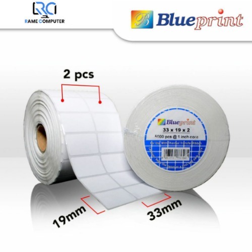 STICKER LABEL BARCODE BLUEPRINT 33X19X2 SEMI COATED [ISI 5000PCS]