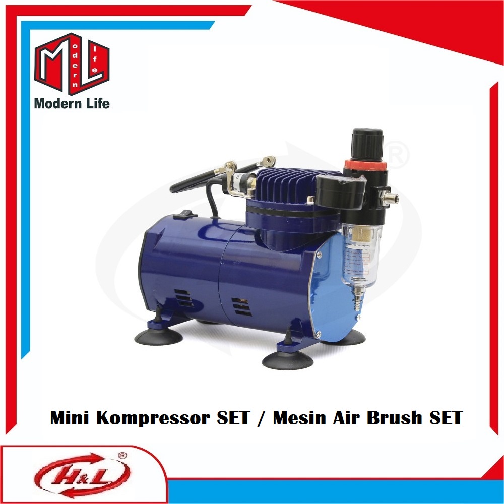 Paket Mesin Mini Kompresor Set Plus Air Brush H&amp;L Complete ORIGINAL