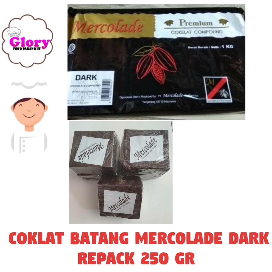 

coklat batang dark mercolade repack 250gr/ coklat masak