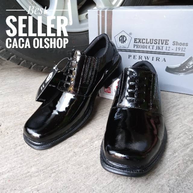 AR Exclusive Original Sepatu PDH Perwira Pantopel Non Tali Pariasi 2055 Kulit Asli Kilap TNI POLRI