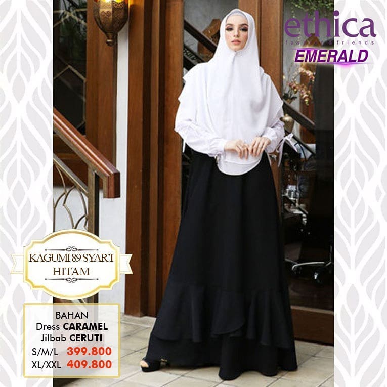 Kagumi 89 Gamis Ethica Elfa Syar'i Hitam