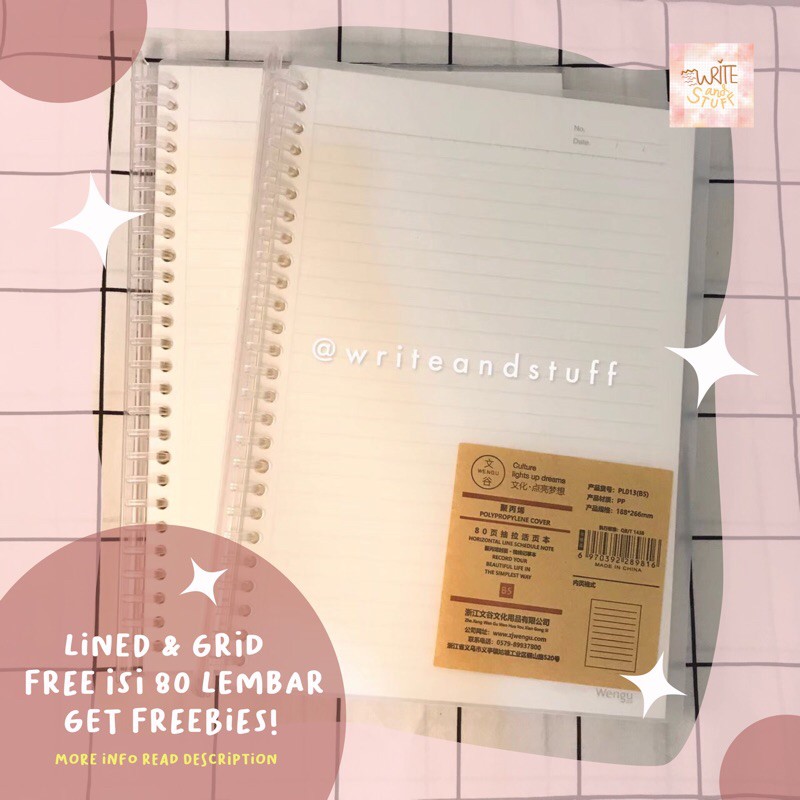 

NOTEBOOK BINDER B5 Ring Plastik | Notebook Binder Lined / Grid Transparent