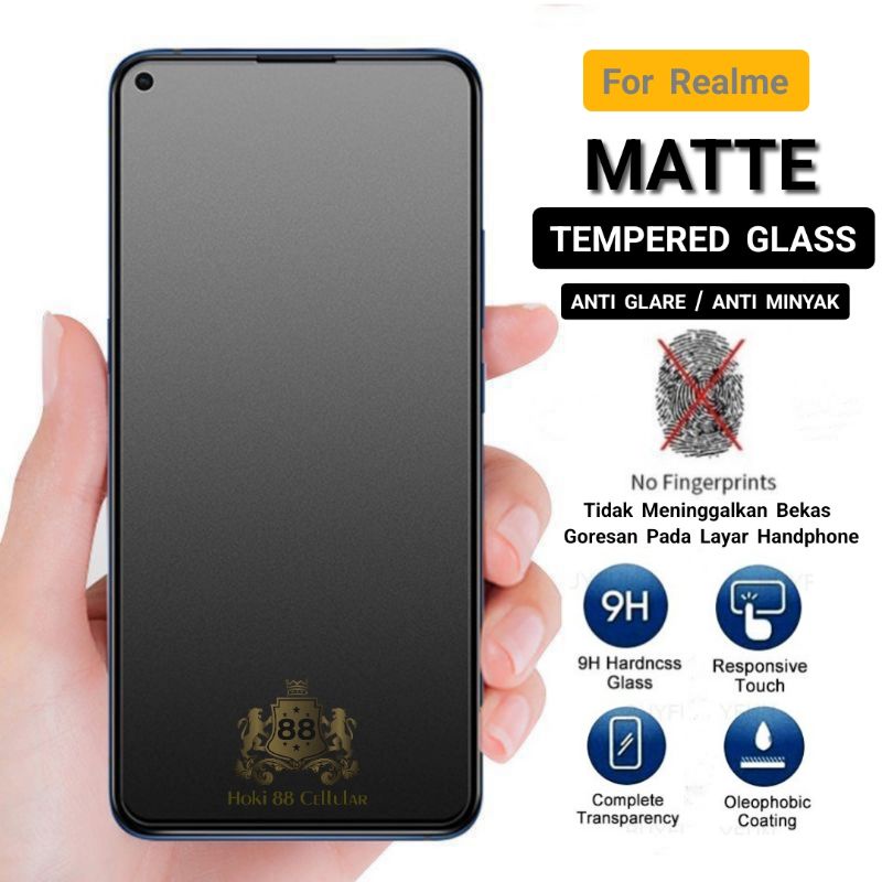 Matte Glass 9H Full Layar Realme 6 Realme 6i Realme 6 Pro Realme 7 Realme 7i Realme 7 Pro Realme 8 Realme 8i Realme 8 Pro Tempered Glass Anti Minyak Anti Gores Full Layar