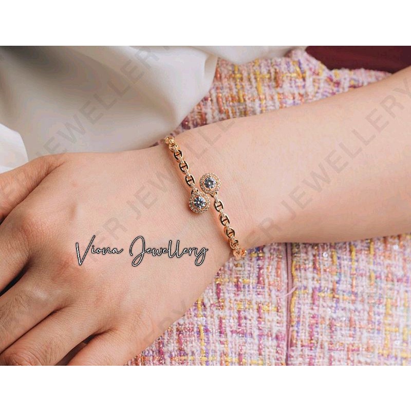 Gelang Look Diamond (Vier) Replika Berlian Lapis Emas / Permata Zirconia