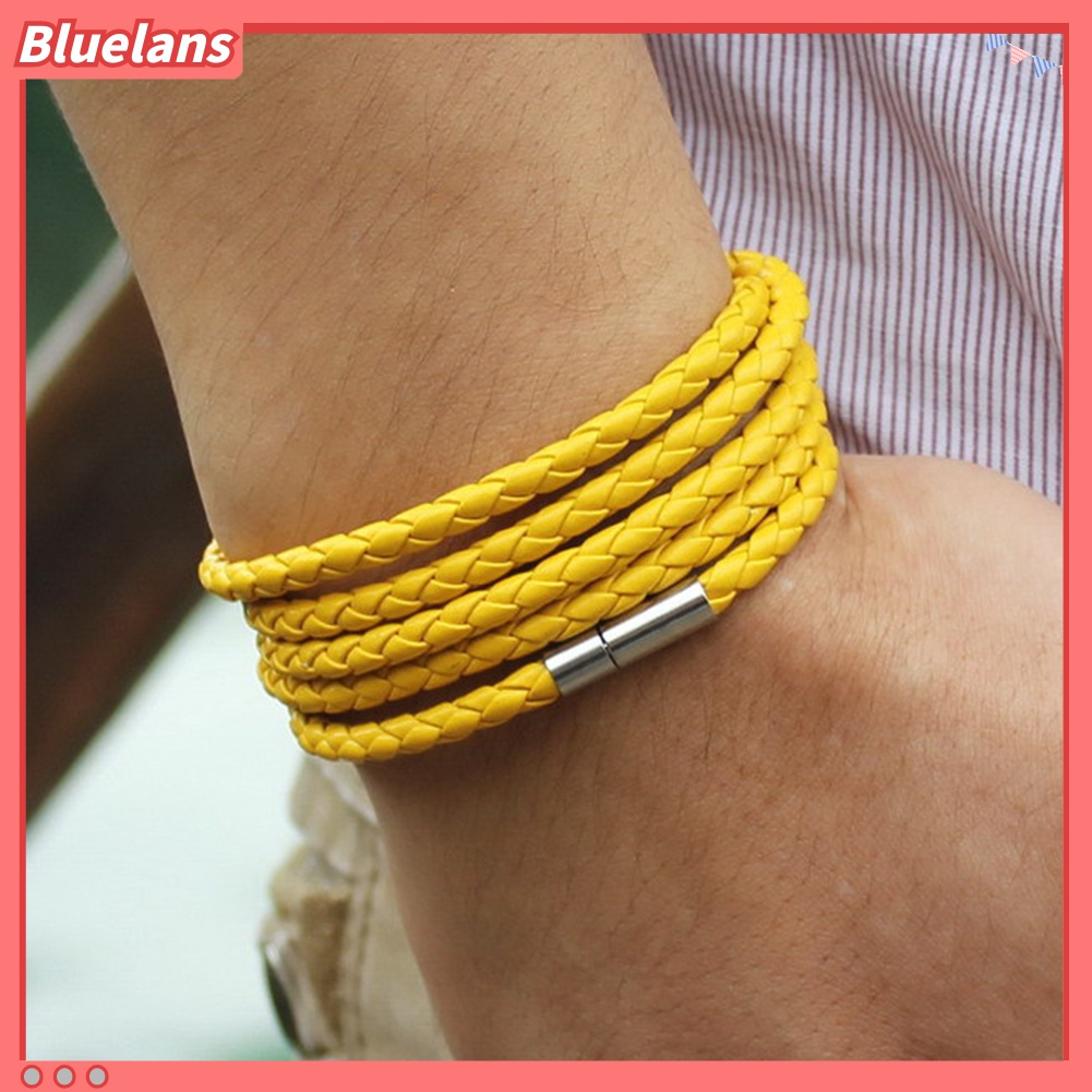 Gelang Multilayer Bahan Kulit Imitasi Untuk Unisex