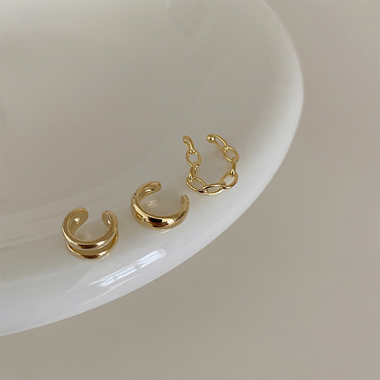 3pcs/Set Ear Clip Korean Ins Ear Bone Clip Without Pierced Female Earrings Temperament Earrings