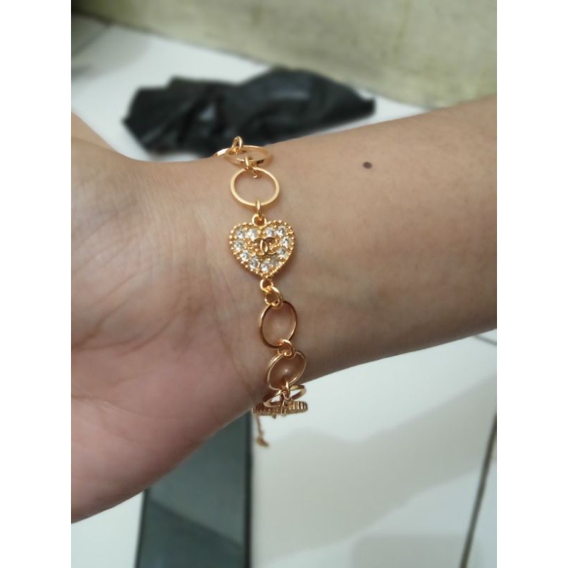 K-3000.Gelang tangan xuping Chanel wanita berlapis emas dengan mata zircon.