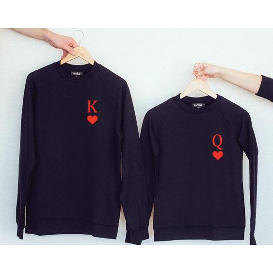 SALE Sweater Couple KING &amp; QUEEN Fleece All Size - Big Size S M L XL XXL 3XL 4XL 5XL- Hot Promo