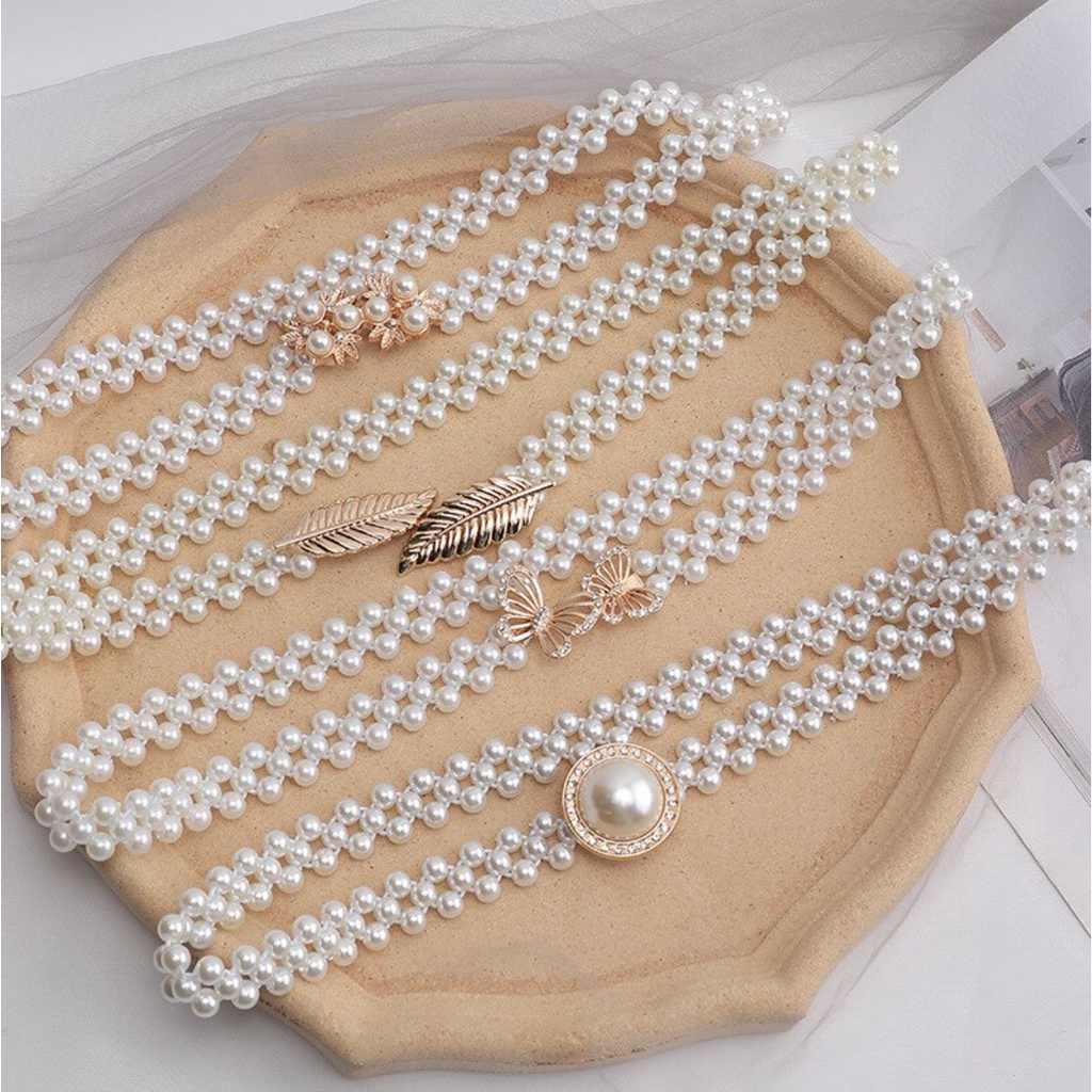 Ikat Pinggang Elastis Wanita MUTIARA Korea Fashion Pearl Women Belt Gasper Cewe Sabuk Elastic Style