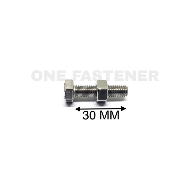 Baut Mur M6x30 Stainless Steel Anti Karat Bolt Sus 304 Baut 10