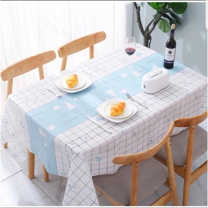 

Taplak Meja NORDIK Modern Taplak Motif KOTAK 137x90 Anti Air Minyak - MODERNBIRU 90cm