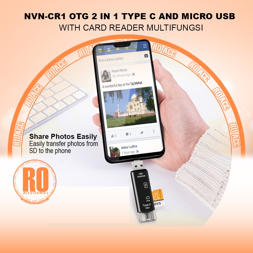 [RO ACC] NVN-CR1 OTG 2 IN 1 TYPE C AND MICRO USB WITH CARD READER MULTIFUNGSI