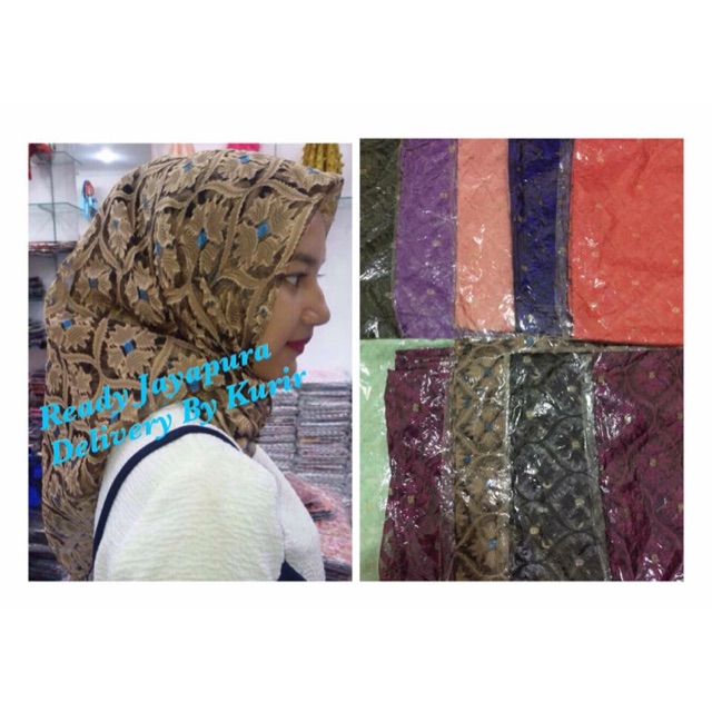 Jilbab Organza Motif Bunga