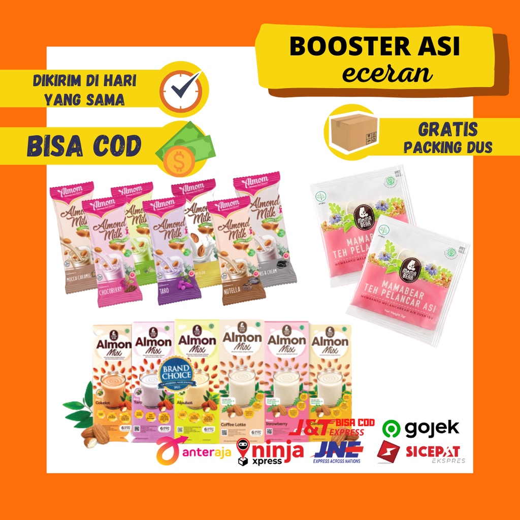 Paket Mama Bear Teh Booster Asi Almon Mix Almom Terlaris Coklat Nutella Nutela ECERAN