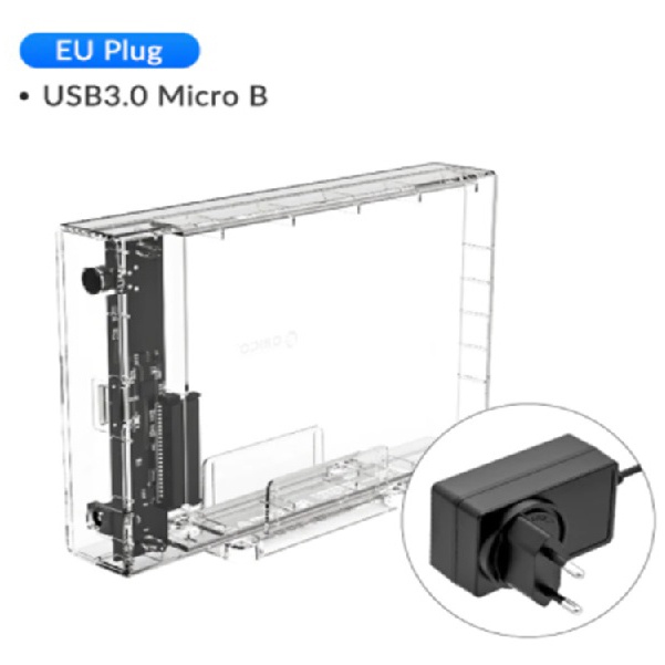 Hard Drive Enclosure 2.5 inch USB 3.1 With EU Adapter - 2159U3 - Transparent