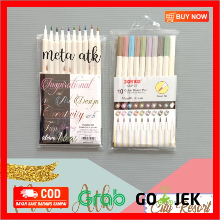 

(BISA COD) Metalic Brush Pen CLP-21 Joyko 10 Warna