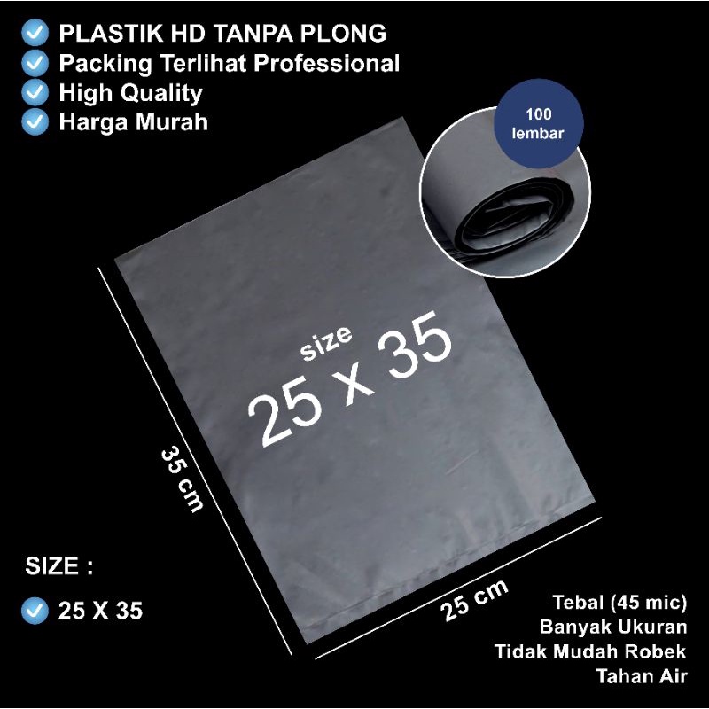 PLASTIK PACKING SILVER / PLASTIK ONLINE SHOP / PLASTIK SILVER TANPA PLONG NO POND HD 25X35 ISI 100
